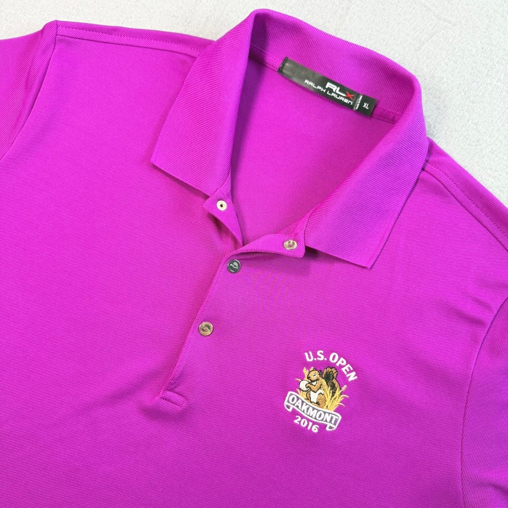 RLX Ralph Lauren Purple Golf Polo Mens XL 2016 US Open Oakmont PGA Sporty